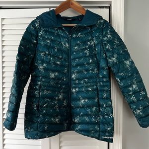 Lightweight down lands end hooded jacket size medium